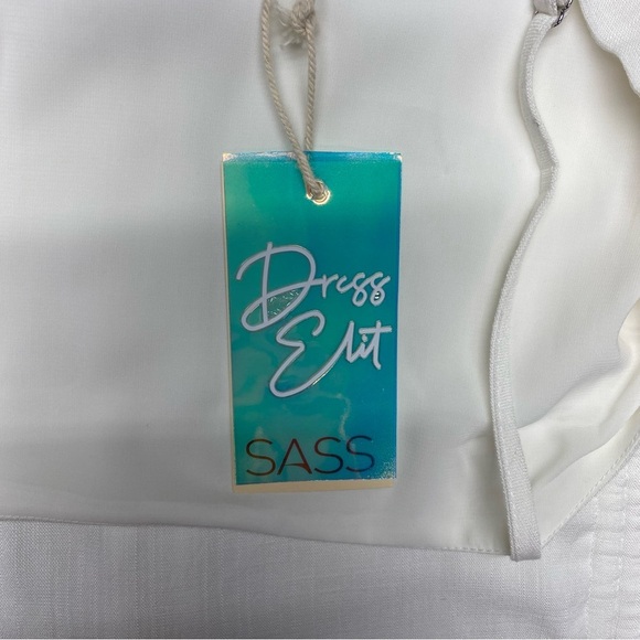 SASS White Ruched Dress NWT SZ 10 Lined Back Zip/Hook & Eye ELEGANT PARTY - Picture 3 of 14